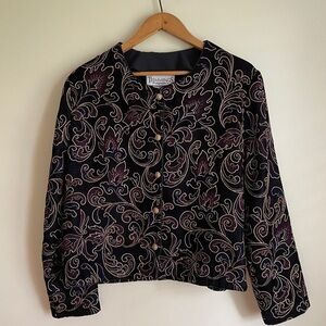 Trimmings | Vintage Velvet Bedazzled Button Blazer w/ Shoulder Pads
